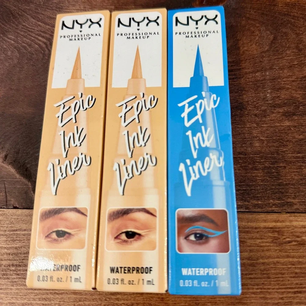 NYX Epic Ink Liner 3pc Set Marshmallow EIL07 Vintage Baby EIL08 Waterproof Matte